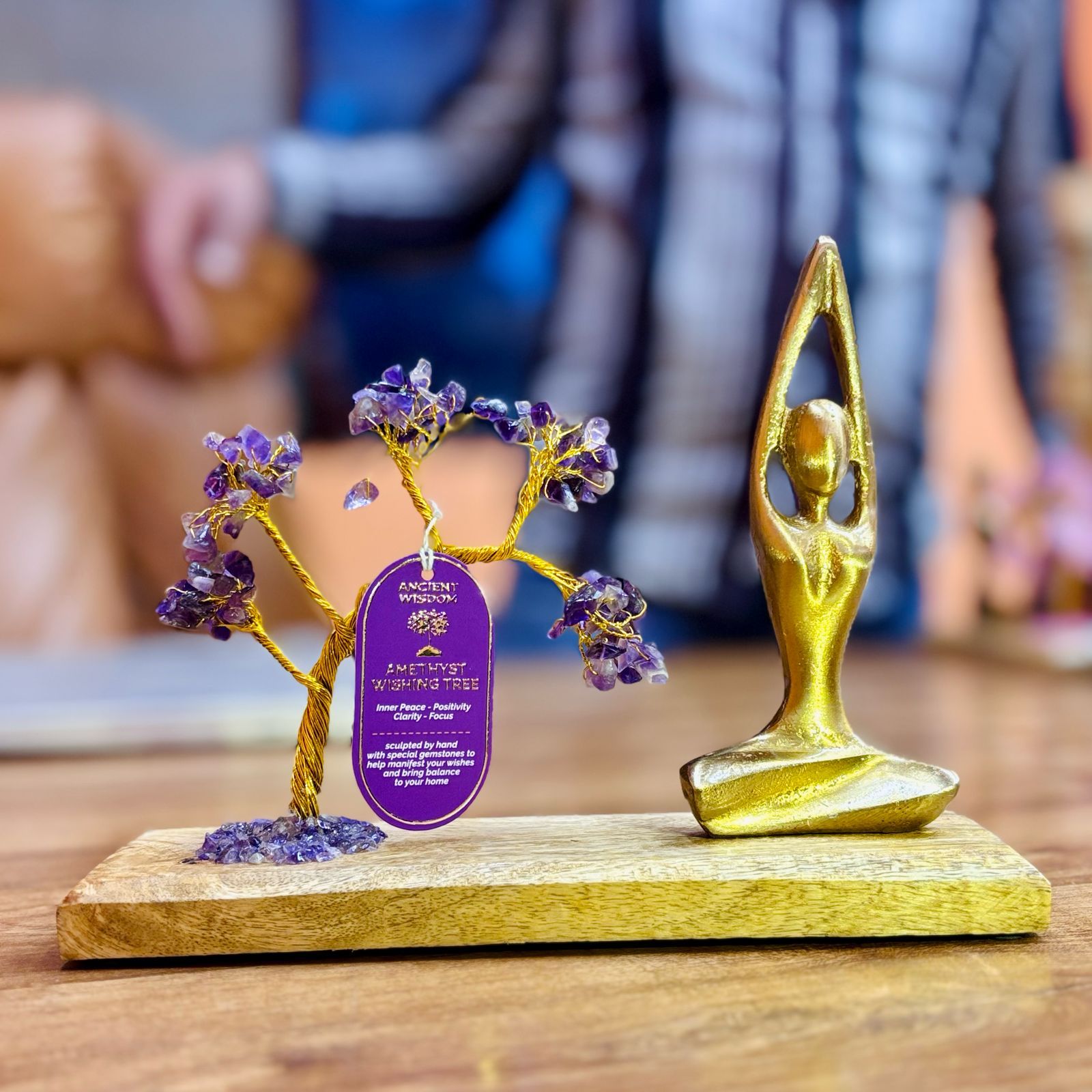 Gemstone Yoga Garden – Sukhasana Pose – Amethyst – Tilted Tree – 100 chipstones | www.artisan-gifts.co.uk 2 Gemstone Yoga Garden – Sukhasana Pose – Amethyst – Tilted Tree – 100 chipstones | www.artisan-gifts.co.uk