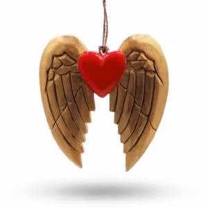 Gold Xmas Angel Wing & Heart – black detail | www.artisan-gifts.co.uk