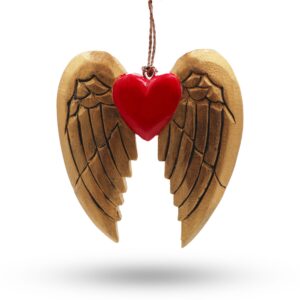 Gold Xmas Angel Wing & Heart – black detail | www.artisan-gifts.co.uk