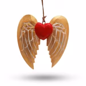 Gold Xmas Angel Wing & Heart – white detail | www.artisan-gifts.co.uk