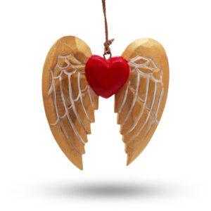 Gold Xmas Angel Wing & Heart – white detail | www.artisan-gifts.co.uk