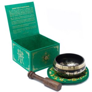 Green Tara Singing Bowl Set 10cm (min 380gm) | www.artisan-gifts.co.uk 1