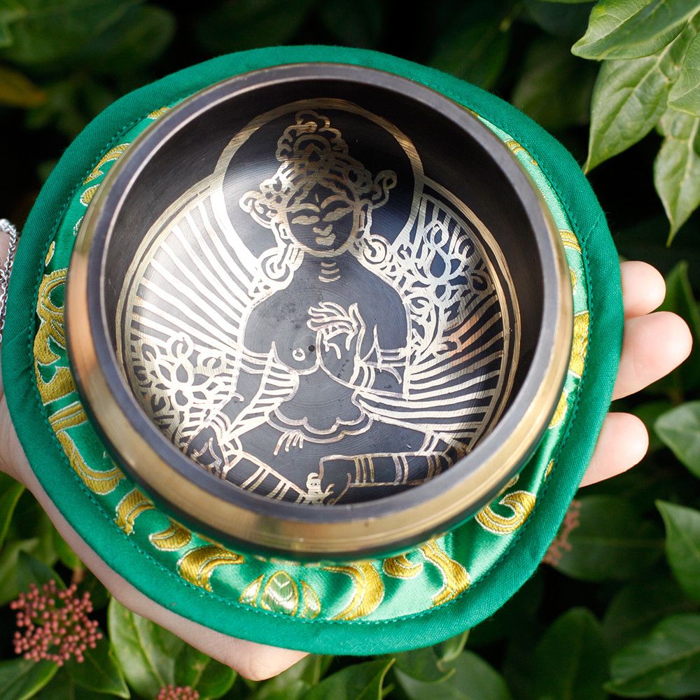 Green Tara Singing Bowl Set 10cm (min 380gm) | www.artisan-gifts.co.uk 10 Green Tara Singing Bowl Set 10cm (min 380gm) | www.artisan-gifts.co.uk 9