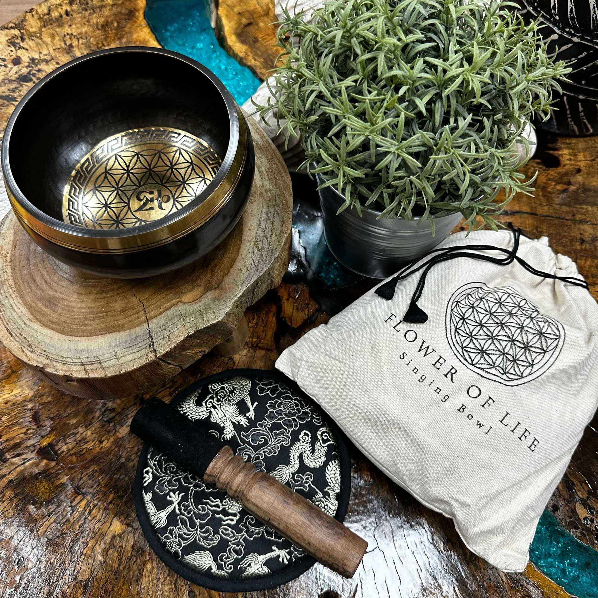 Hand Beaten & Engraved Singing Bowl Gift Set – 14cm – Flower of Life | www.artisan-gifts.co.uk 4 Hand Beaten & Engraved Singing Bowl Gift Set – 14cm – Flower of Life | www.artisan-gifts.co.uk 3