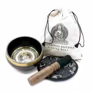 Hand Beaten & Engraved Singing Bowl Gift Set – 14cm – Teachings Buddha | www.artisan-gifts.co.uk 1