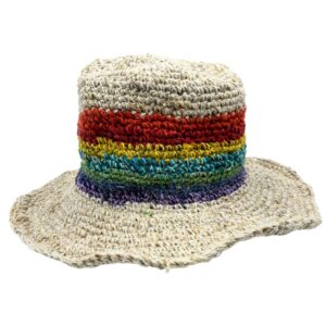 Hand-Knited Hemp & Cotton Boho Festival Hat – Rainbow | www.artisan-gifts.co.uk 1