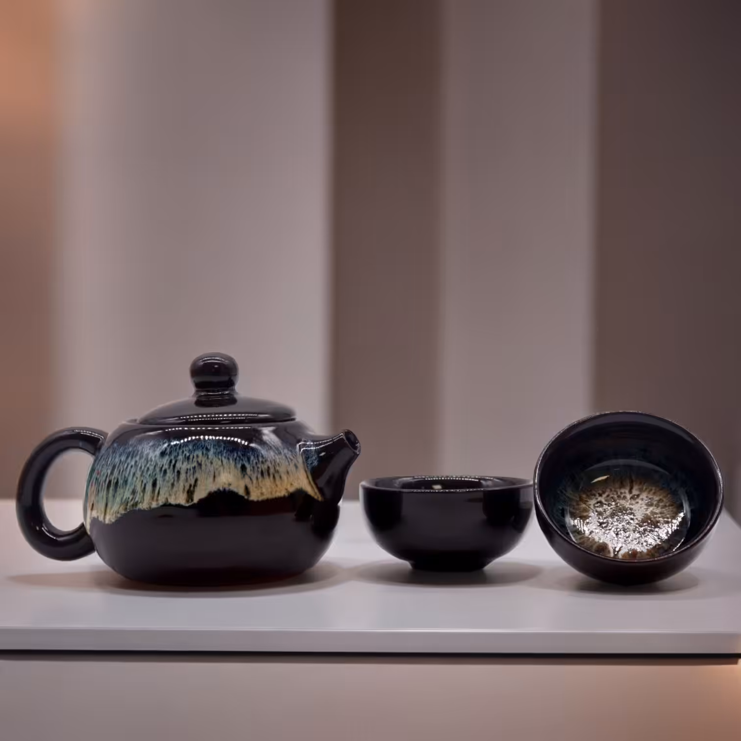 Herbal Black Glaze Teapot Set – Pot & Two Cups | www.artisan-gifts.co.uk 2 Herbal Black Glaze Teapot Set – Pot & Two Cups | www.artisan-gifts.co.uk 1