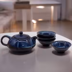 Herbal Blues Teapot Set – Pot & Four Cups | www.artisan-gifts.co.uk 1