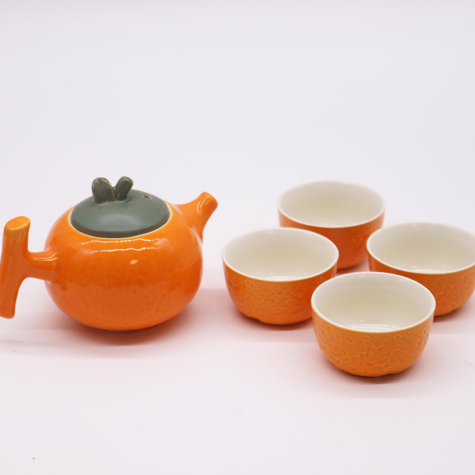 Herbal Orange Teapot Set – Pot & Four Cups | www.artisan-gifts.co.uk 5 Herbal Orange Teapot Set – Pot & Four Cups | www.artisan-gifts.co.uk 4