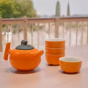 Herbal Orange Teapot Set – Pot & Four Cups | www.artisan-gifts.co.uk 1