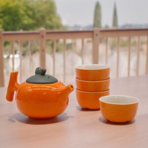 Herbal Orange Teapot Set – Pot & Four Cups | www.artisan-gifts.co.uk 1
