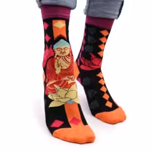 Hop Hare Bamboo Socks S/M – Pink Buddha & Lotus  | www.artisan-gifts.co.uk 1