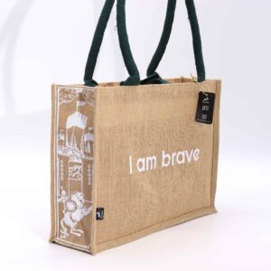 Hop Hare Jute Big Bag – I am Brave | www.artisan-gifts.co.uk 1