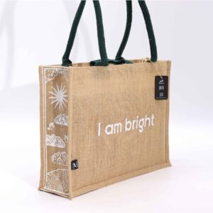 Hop Hare Jute Big Bag – I am Bright | www.artisan-gifts.co.uk 1