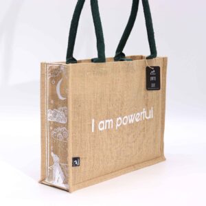 Hop Hare Jute Big Bag – I am Powerful | www.artisan-gifts.co.uk 1