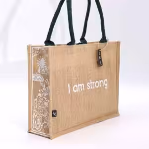 Hop Hare Jute Big Bag – I am Strong | www.artisan-gifts.co.uk 1