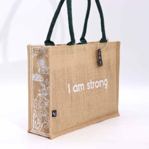 Hop Hare Jute Big Bag – I am Strong | www.artisan-gifts.co.uk 1