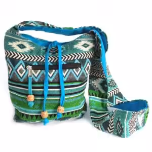 Jacquard Bag – Teal Sling Bag | www.artisan-gifts.co.uk 1