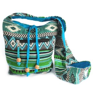 Jacquard Bag – Teal Sling Bag | www.artisan-gifts.co.uk 1