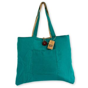 Jute & Cotton Reversible Big Bag – Teal | www.artisan-gifts.co.uk 1