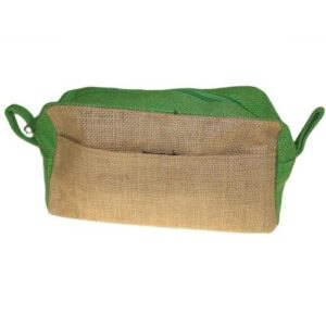 Jute Toiletry Bag – Natural & Green | www.artisan-gifts.co.uk