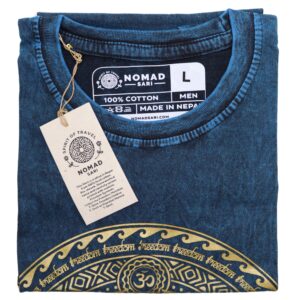Large Stone Washed T-Shirt – Hamsa – Blue | www.artisan-gifts.co.uk 1