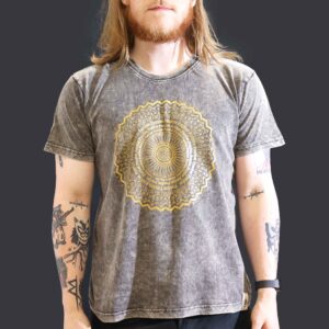 Large Stone Washed T-Shirt – Mandala – Dark Grey | www.artisan-gifts.co.uk 1