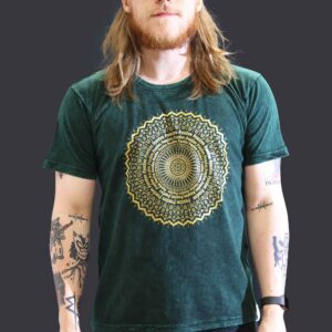 Large Stone Washed T-Shirt – Mandala – Green | www.artisan-gifts.co.uk 1