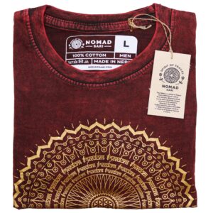 Large Stone Washed T-Shirt – Mandala – Maroon | www.artisan-gifts.co.uk 1