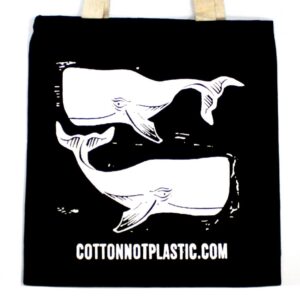 Lrg Black 8oz Cotton Bag 38x42cm – WHALES – WHITE | www.artisan-gifts.co.uk 1