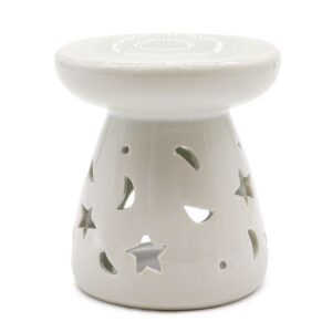 Lrg Classic White Oil Burner – Moon & Star | www.artisan-gifts.co.uk 1
