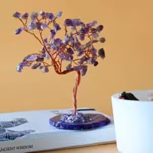Lrg Gemstone Tree – Amethyst on Natural Agate Base (100 stones) | www.artisan-gifts.co.uk 1