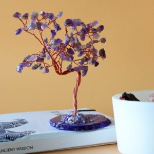 Lrg Gemstone Tree – Amethyst on Natural Agate Base (100 stones) | www.artisan-gifts.co.uk 1