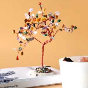 Lrg Gemstone Tree – Multi Stones on Natural Agate Base (100 stones) | www.artisan-gifts.co.uk 1