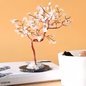 Lrg Gemstone Tree – Rock Quartz on Black Agate Base (100 stones) | www.artisan-gifts.co.uk 1