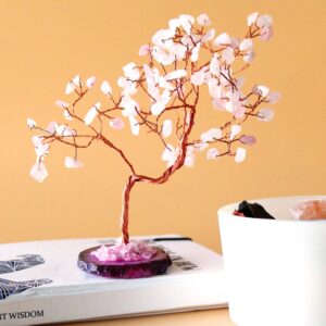 Lrg Gemstone Tree – Rose Quartz on Pink Agate Base (100 stones) | www.artisan-gifts.co.uk 1