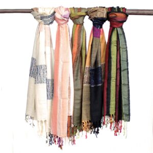 Lrg Indian Boho Scarves – 28x72cm – Random Greens | www.artisan-gifts.co.uk 1