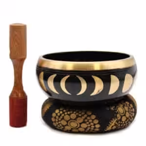Lrg Moon Phase Singing Bowl Set- Black 14cm | www.artisan-gifts.co.uk 1