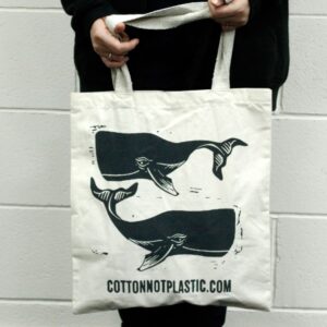 Lrg Natural 6oz Cotton Bag 38x42cm – WHALES | www.artisan-gifts.co.uk 1