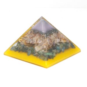 Lrg Organite Pyramid 70mm – Tree（gold base) | www.artisan-gifts.co.uk 1