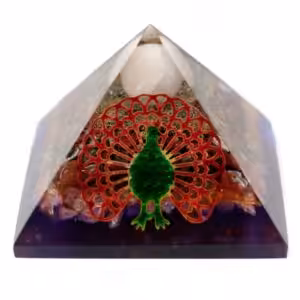Lrg Organite Pyramid 80mm – Peacock | www.artisan-gifts.co.uk 1