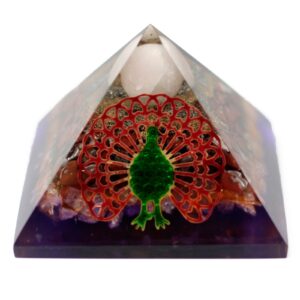 Lrg Organite Pyramid 80mm – Peacock | www.artisan-gifts.co.uk 1