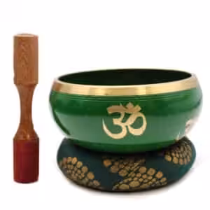 Lrg Tree of Life Singing Bowl Set- Green 14cm | www.artisan-gifts.co.uk 1