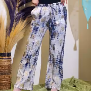 (LXL) Nomad Sari On the Med Collection – Lounge Pants – Gold & Blue Greek Motiff – Handpainted | www.artisan-gifts.co.uk 1