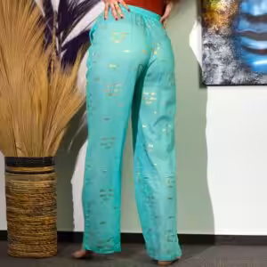 (LXL) Nomad Sari On the Med Collection – Lounge Pants – Turquoise & Gold Fish Design | www.artisan-gifts.co.uk 1