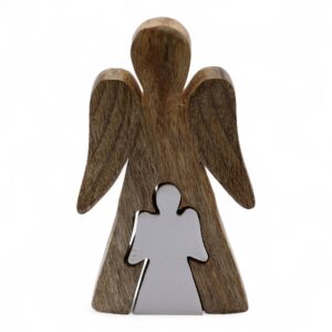 Mango Wood Angel in Angel – White Enamel | www.artisan-gifts.co.uk 1
