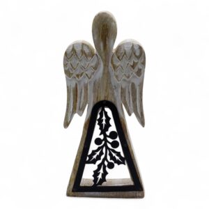 Mango Wood Angel – Whitewash with Iron Decor Cut Out | www.artisan-gifts.co.uk 1