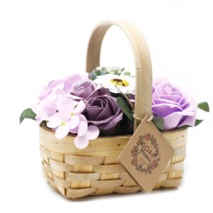 Medium Lilac Bouquet in Wicker Basket | www.artisan-gifts.co.uk 1