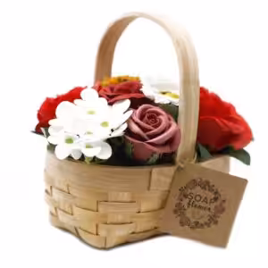 Medium Red Bouquet in Wicker Basket | www.artisan-gifts.co.uk 1