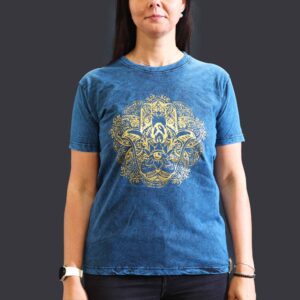 Medium Stone Washed T-Shirt – Hamsa – Blue | www.artisan-gifts.co.uk 1